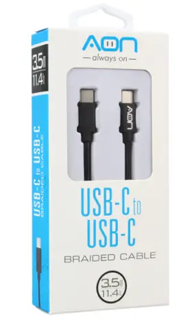 Cable AON USB-C to USB-C, 3.5M, Negro, 5V / 2A