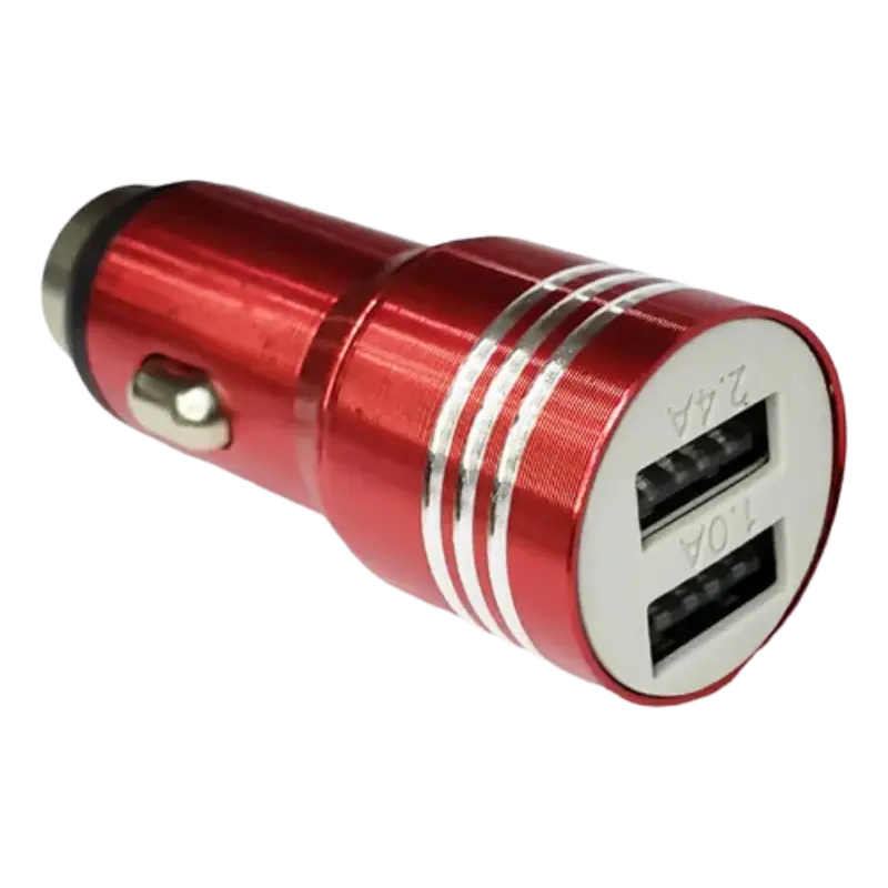 Cargador AXXIS Para Carro/ Puerto 2.1Ah Metalico Rojo