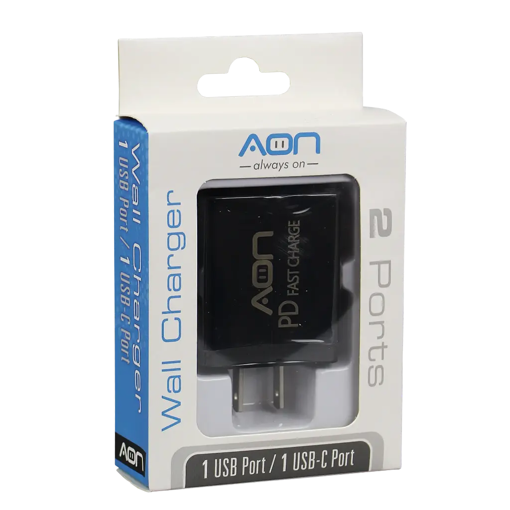 Cargador de Pared AON 1xUSB 1xUSB-C USB-C 20W S/Cable