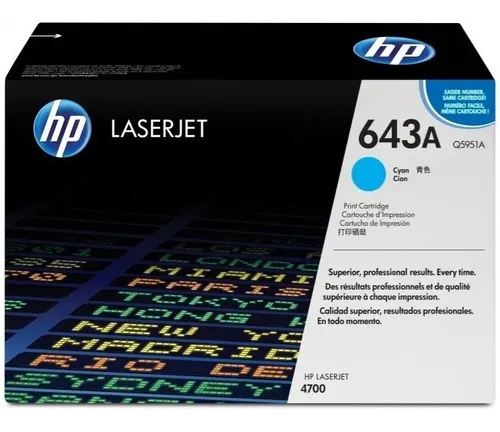 Toner HP 643A Cyan LaserJet (Q5951A)