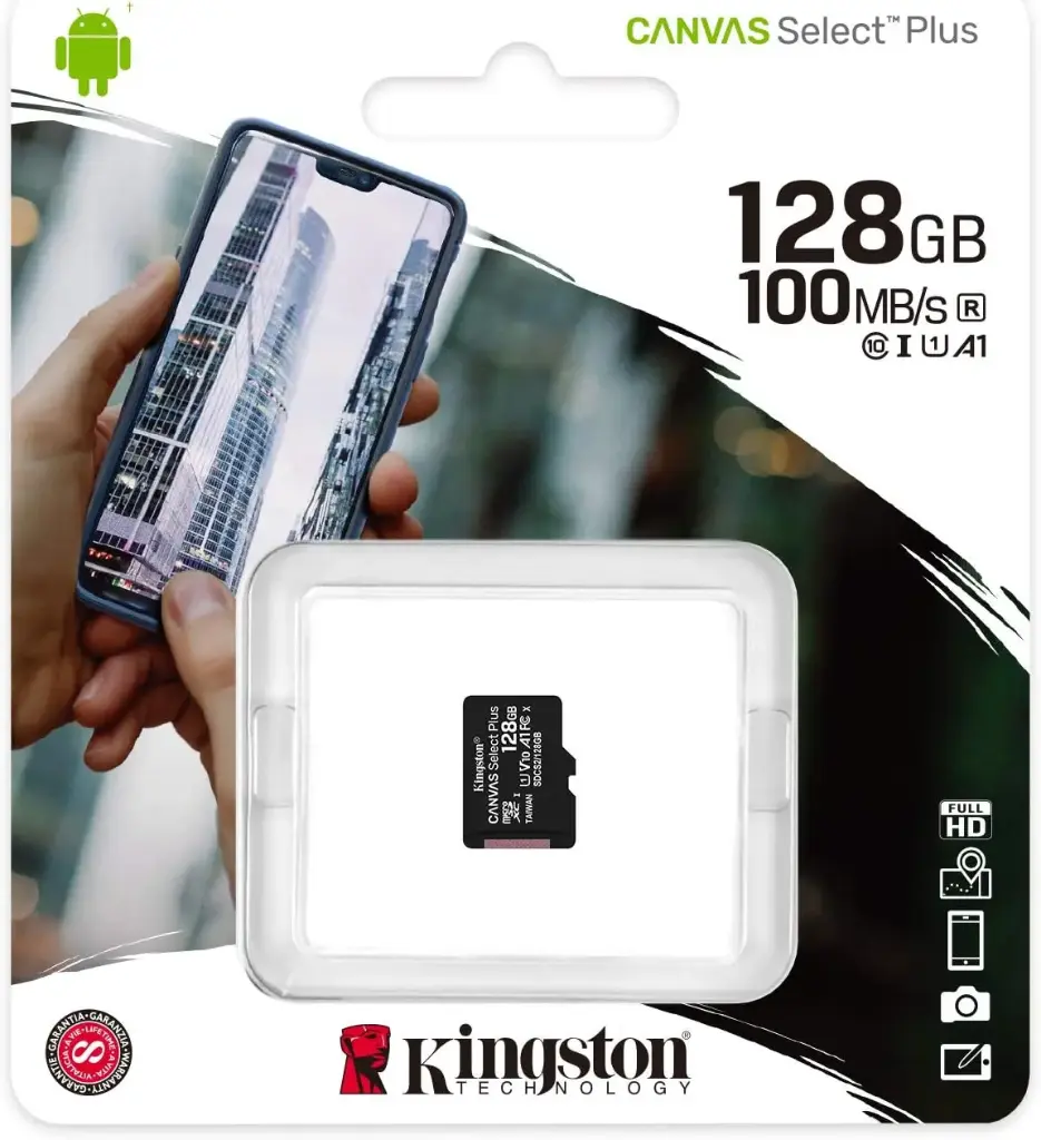 Micro SD KINGSTON 128GB Clase 10 100 Mb/s
