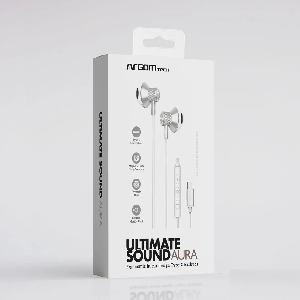 Audifono ARGOMTECH Sound Aura Tipo C de Cable/ Blanco