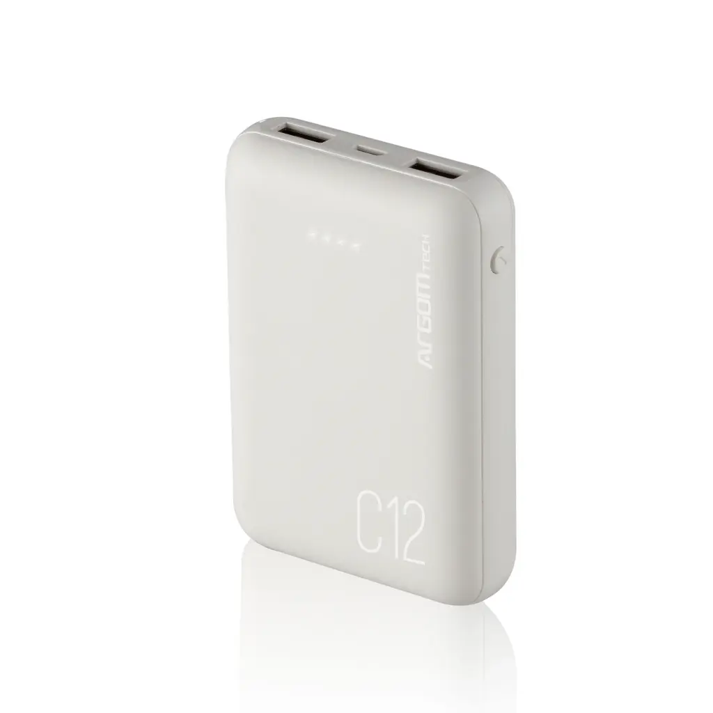 PowerBank ARGOMTECH 12000mAh C12 Indicador LED-USB/ Blanco