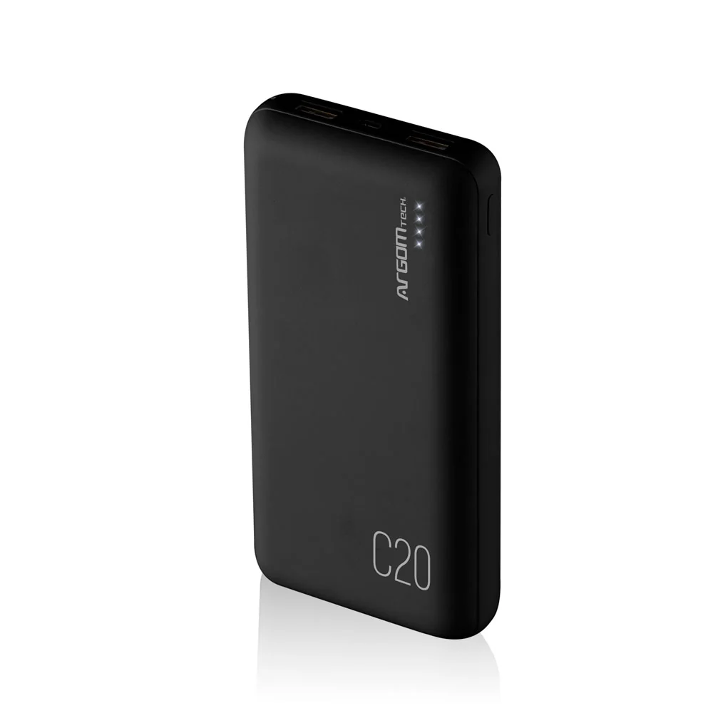 PowerBank ARGOMTECH 20000mAh C20 Indicador LED-USB/ Negro