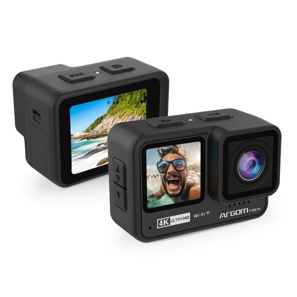 Camara de Accion ARGOMTECH Epic 90 4K/60FPS UHD, Resistente al agua (21m), pantalla tactil, 6-Axis EIS, Doble pantalla