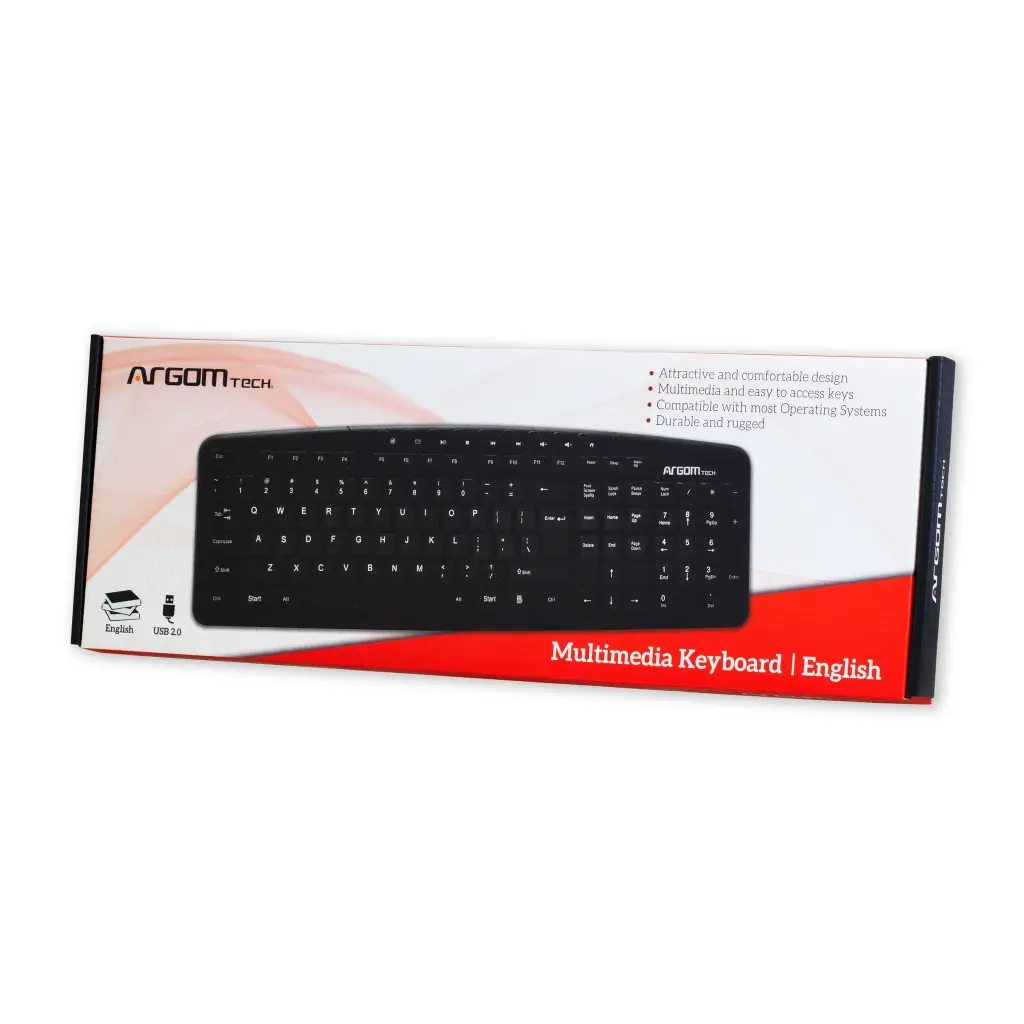 Teclado ARGOMTECH Multimedia español USB/ Negro 