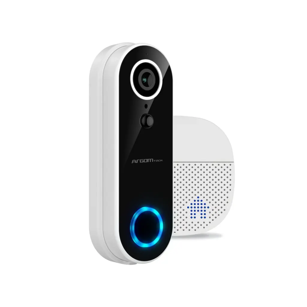 Cámara ARGOMTECH Inteligente Wi-Fi 1080P FHD con timbre- asistente de voz/ Blanco 