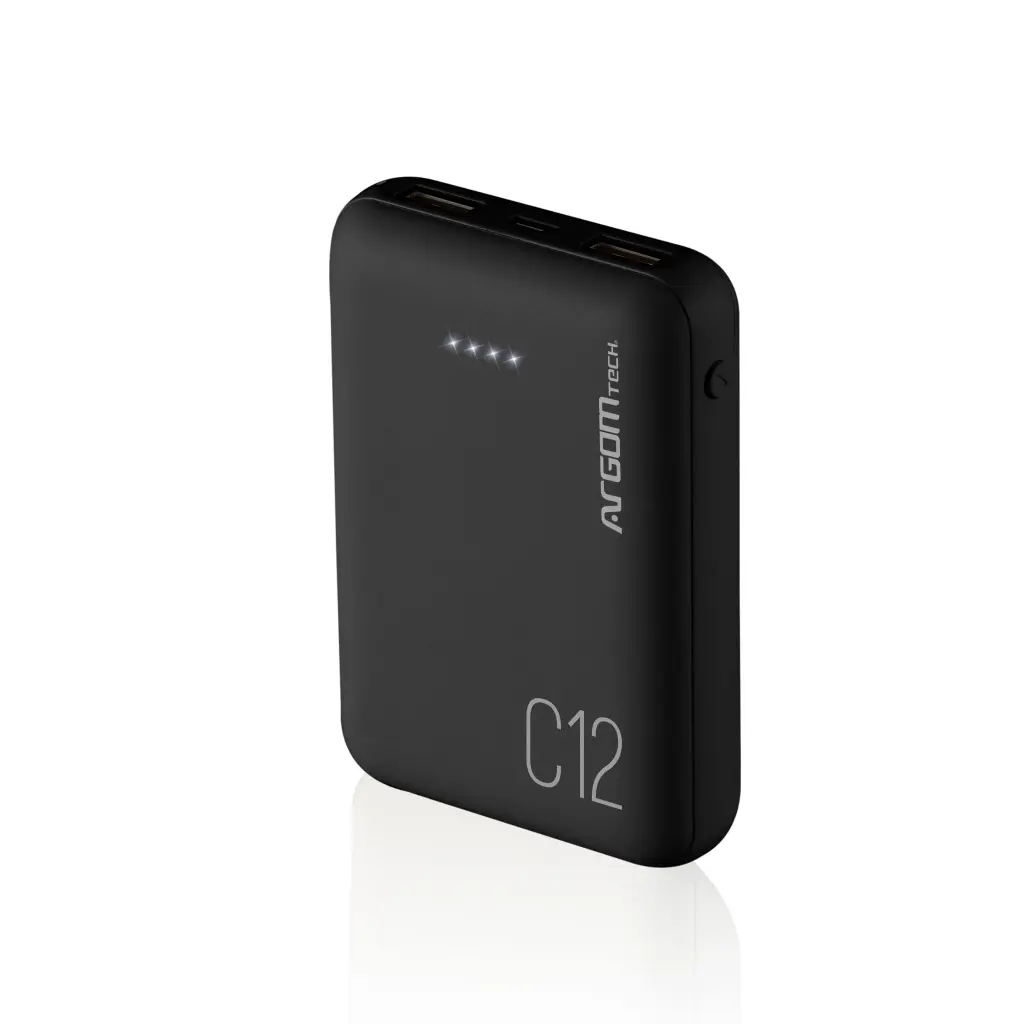 PowerBank ARGOMTECH 12000mAh C12 Indicador LED-USB/ Negro