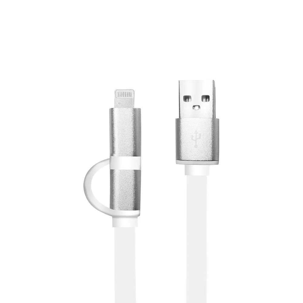 Cable ARGOMTECH 2 en 1 Lightning - micro USB/ Blanco