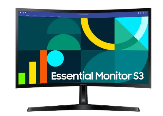 Monitor SAMSUNG 24" Essential S3 S36GD-FHD Curved (1920*1080)IPS 100Hz Vga-Hdmi