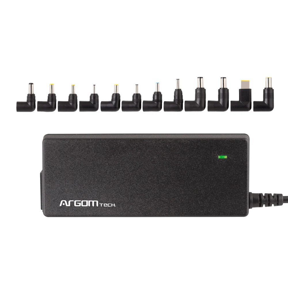 Cargador Universal Compacto de 90W para Laptop c/Puerto USB - 12 puntas sensor automatico