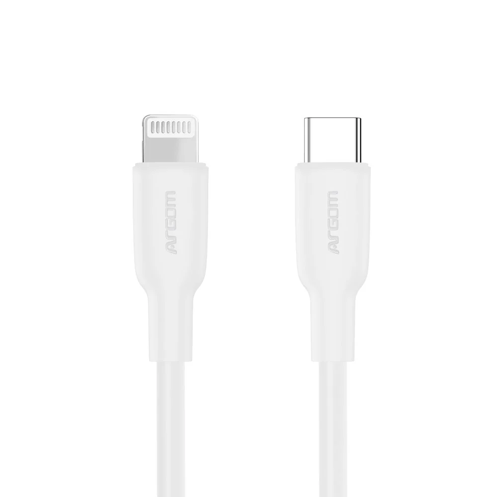 Cable ARGOM dura flex cable de silicona carga Rápida 30W USB-C a lightning, 1.8m (6 pies) - blanco