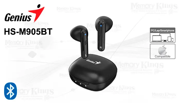 Audífonos GENIUS HS-M905BT/ BT 5.3/ Inalámbricos / Control táctil / Negro