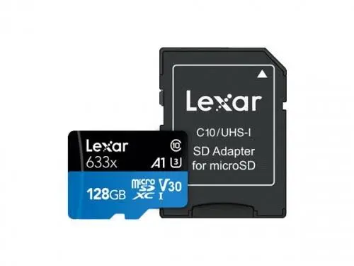 Micro SD LEXAR High-Performance 633x (Blue Series) de 128 GB.