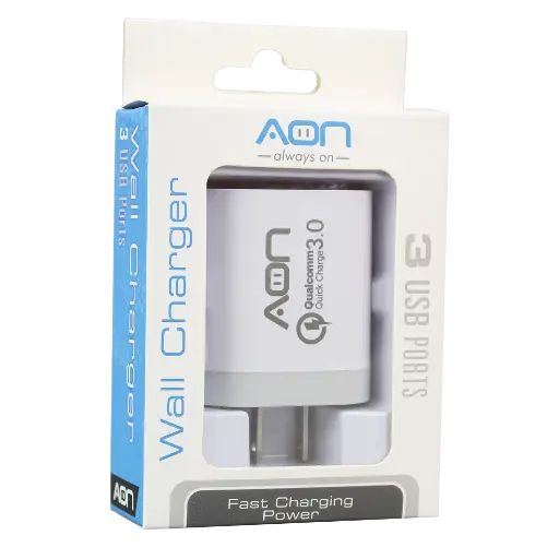[AO-CR-1001] Cargador de Pared AON 3xUSB 18W-QC3.0 10W-A S/Cable