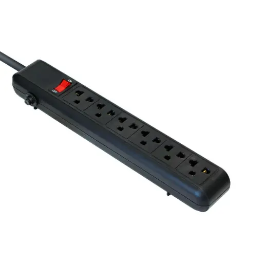 [ARG-AC-0252BK] Regleta ARGOMTECH 6 tomas - 110V Negro