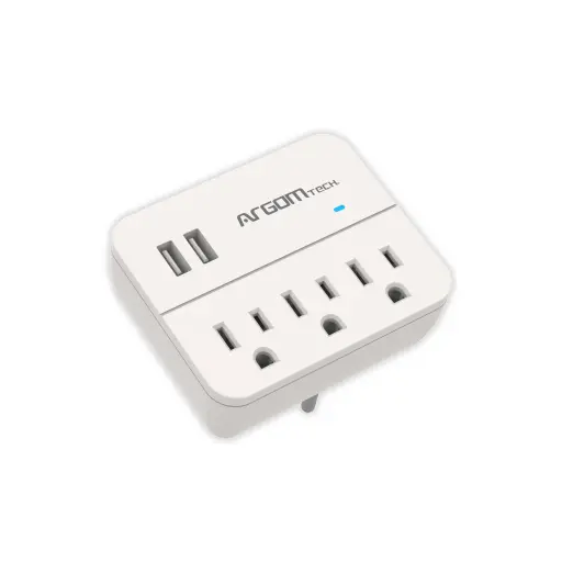 [ARG-AC-0266WT] Accesorios ARGOMTECH Protector Sobretension 3 tomas/ Blanco