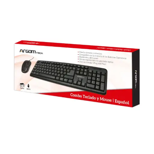 [ARG-KB-7418] Combo de Teclado y Mouse ARGOMTECH Español USB/ Negro