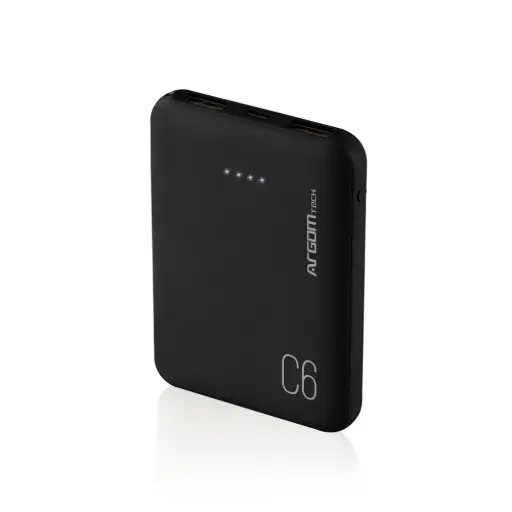 [ARG-PB-1136BK] PowerBank ARGOMTECH 6000mAh C6 Indicador LED-USB/ Negro