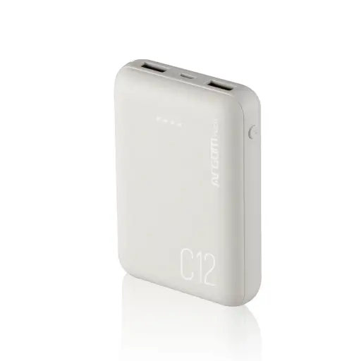 [ARG-PB-1138WT] PowerBank ARGOMTECH 12000mAh C12 Indicador LED-USB/ Blanco