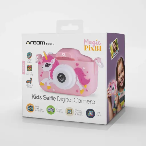 [ARG-AC-9181PK] Camara Digital ARGOMTECH Magic Pix81- 40 MP HD1080P/ Rosado, Incluye SD 32GB