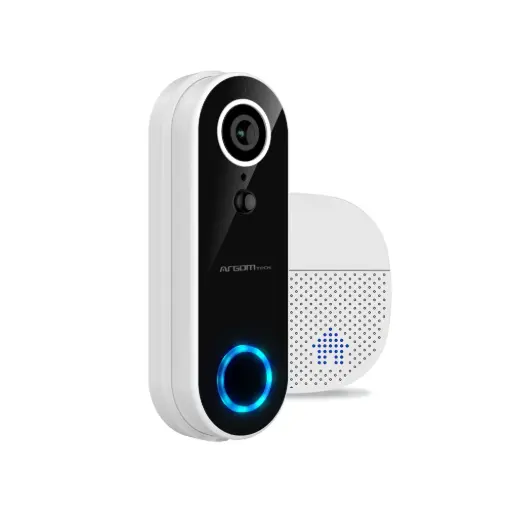 [ARG-SV-8002WT] Cámara ARGOMTECH Inteligente Wi-Fi 1080P FHD con timbre- asistente de voz/ Blanco 