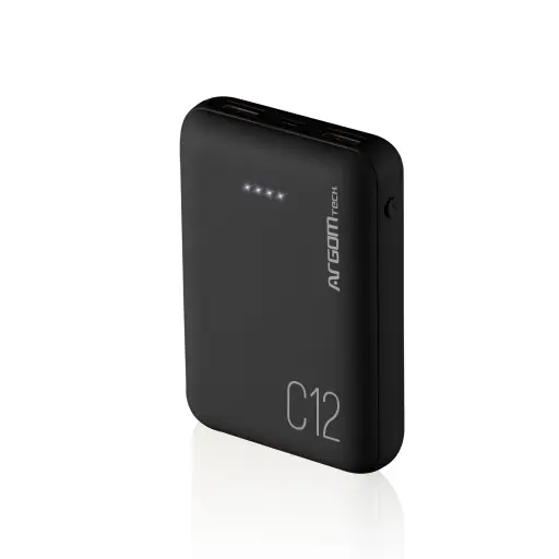 [ARG-PB-1138BK] PowerBank ARGOMTECH 12000mAh C12 Indicador LED-USB/ Negro