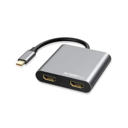 [ARG-UB-0182] Adaptador ARGOMTECH 4 en 1 doble HDMI - USB-C/ USB 3.0 y USB-C PD.