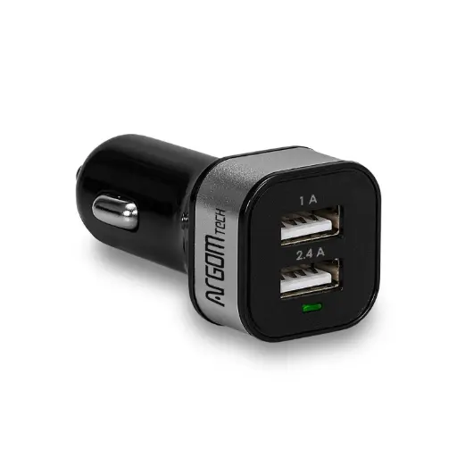 [ARG-AC-0111BK] Cargador Dual USB 30W Carga Rápida 2x USB para automóvil 5V/2.4A