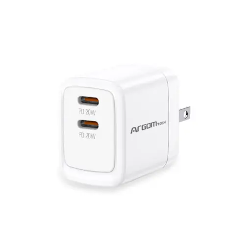 [ARG-AC-0132WT] Cargador Dual Rápido 2 x Type-C  para pared  40W