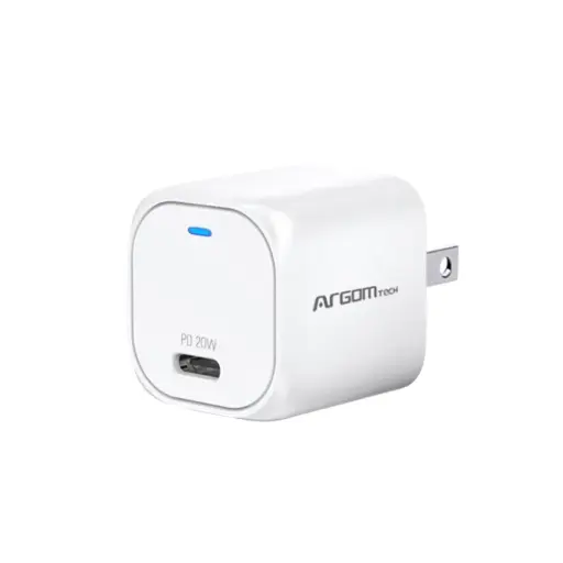 [ARG-AC-0110WT] Cargador Rápido Compacto Type-C para pared 20W con Luz indicadora