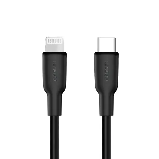 [ARG-CB-0072BK] Cable ARGOM dura flex cable de silicona carga Rápida 30W USB-C a lightning, 1.8m (6 pies) - negro