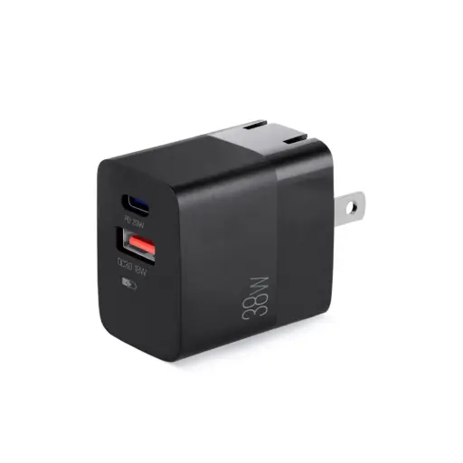 [ARG-AC-0122BK] Cargador ARGOMTECH Volta P4 38W Pro PD Tipo-C + USB plegable